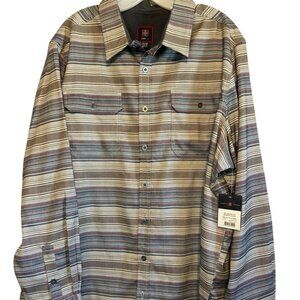 Swiss Tech NWT Men’s Long Sleeve Brown/Tan Button Shirt Casual Size 2XL (50-52)